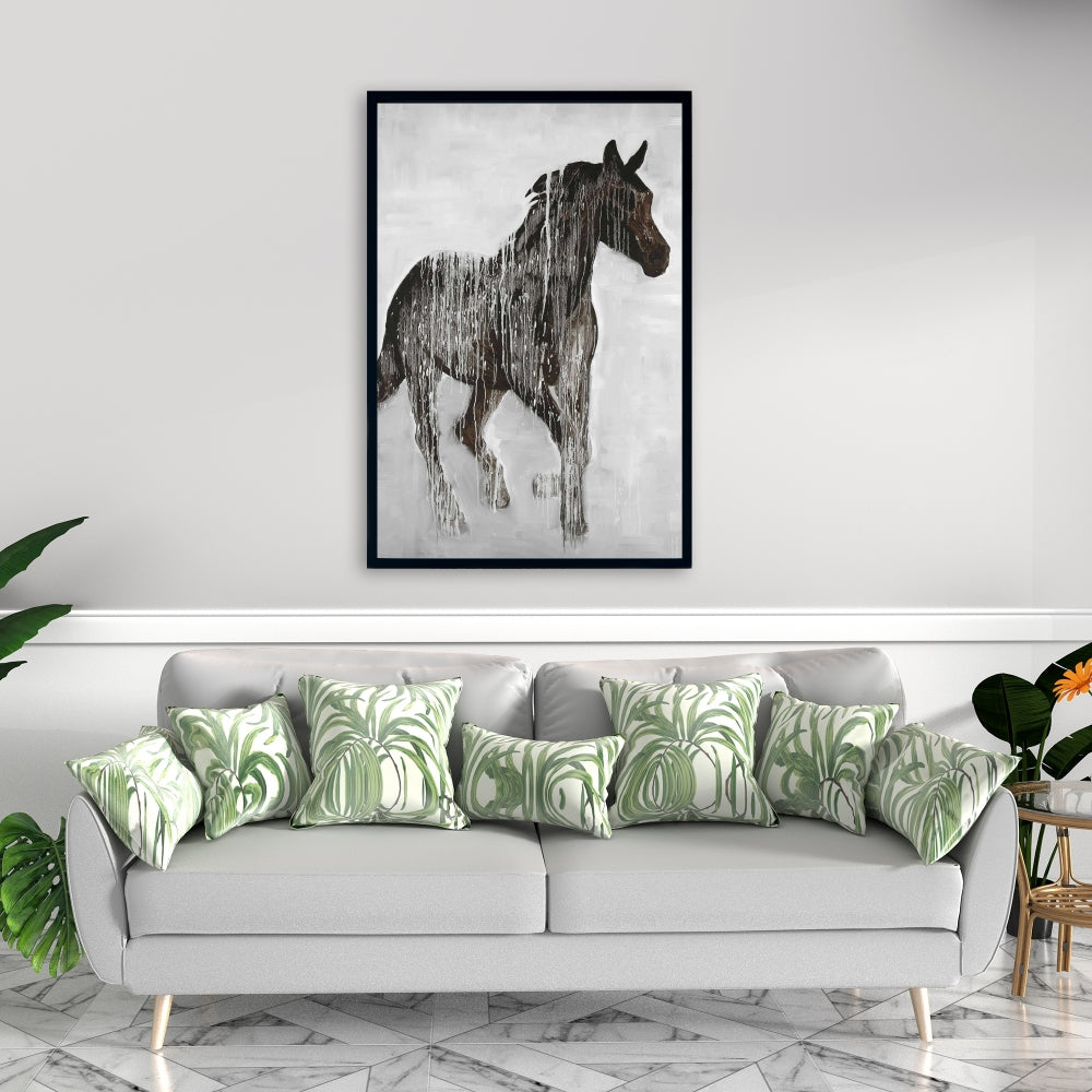 Abstract Brown Horse Canvas | Farm Animal Home Decor Wall Art