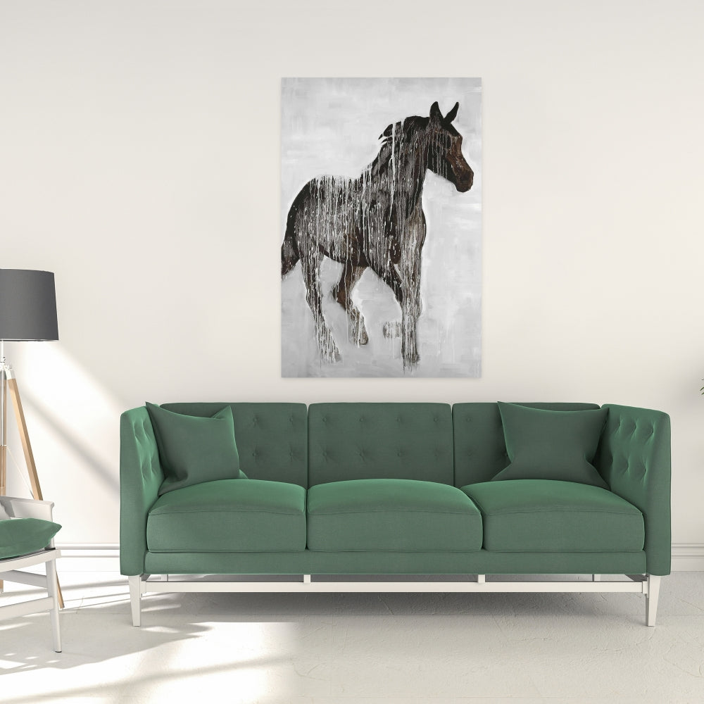 Industrial Brown Canvas - Abstract Brown Horse | Home Decor