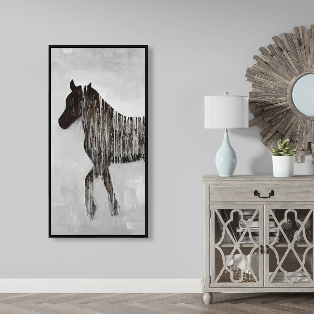 Gambading Abstract Horse Canvas | Brown Framed Animal Decor