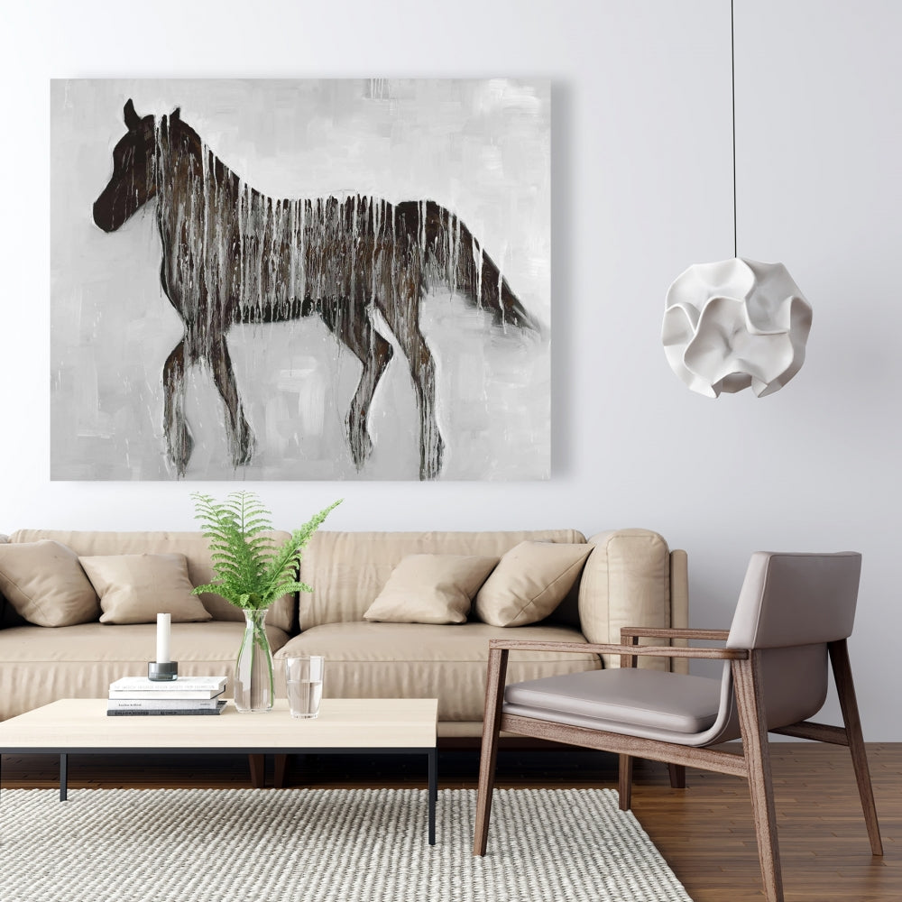 Gambading Abstract Horse Canvas - Brown Animal Bedroom Decor