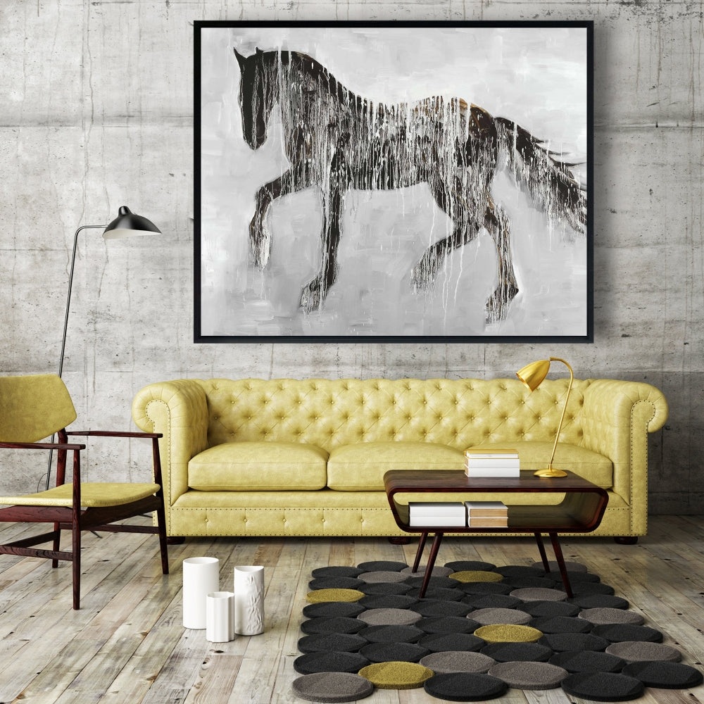 Horse Brown Silhouette Farm Animal Canvas - Home Decor Wall Art