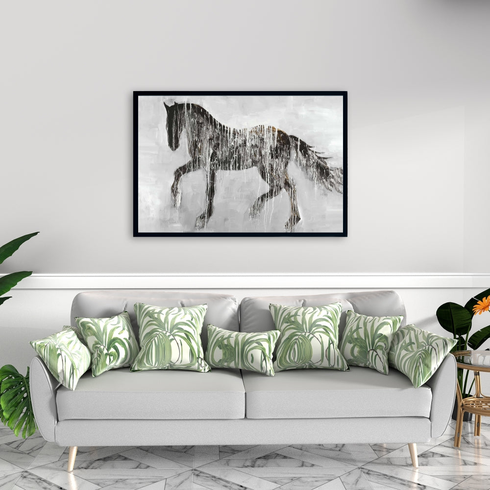 Horse Brown Silhouette Farm Animal Canvas - Home Decor Wall Art
