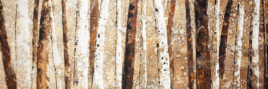 Tree Trunks Canvas Art | Brown Framed Decor for Bedroom