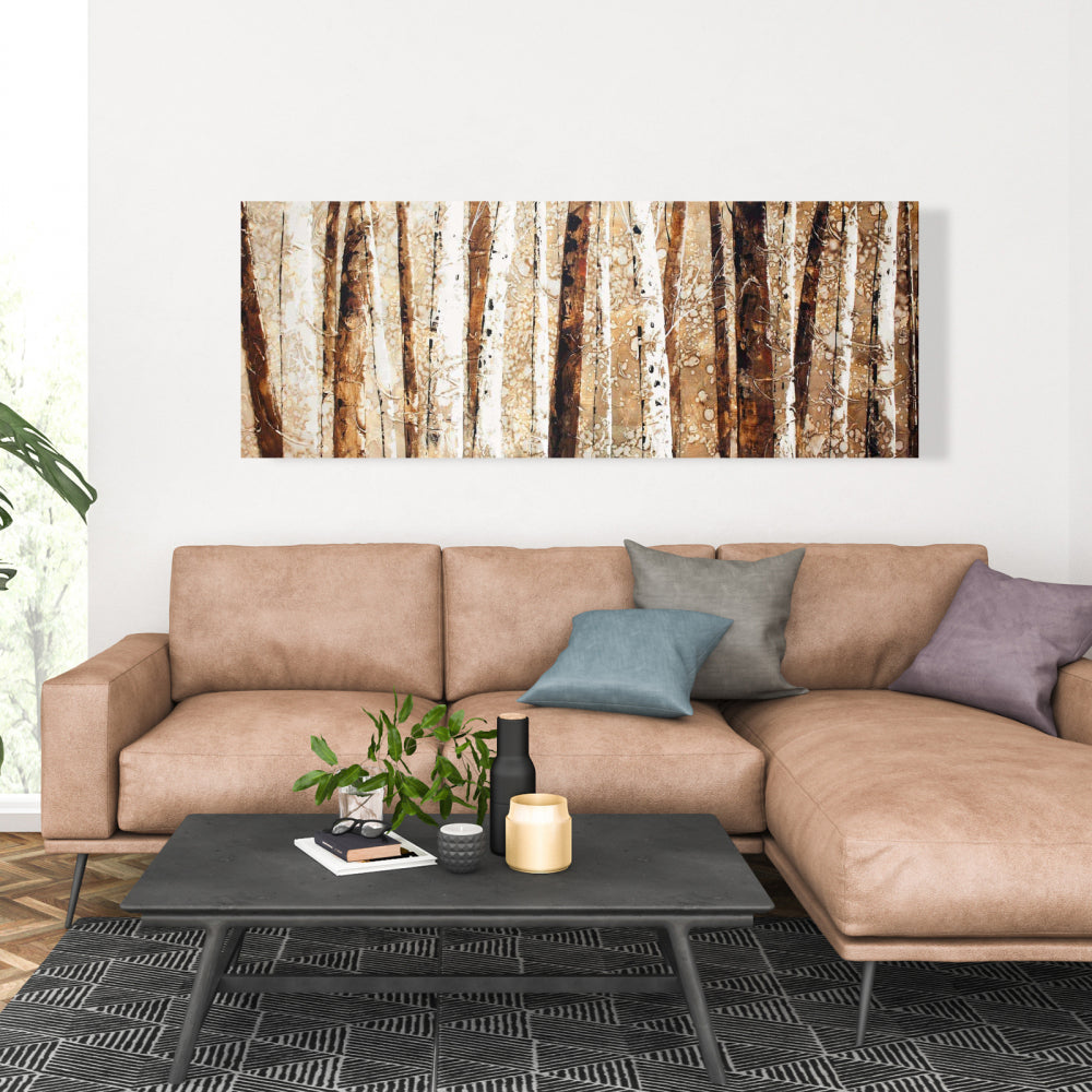 Tree Trunks Brown Rustic Canvas - Home Decor Wall Art