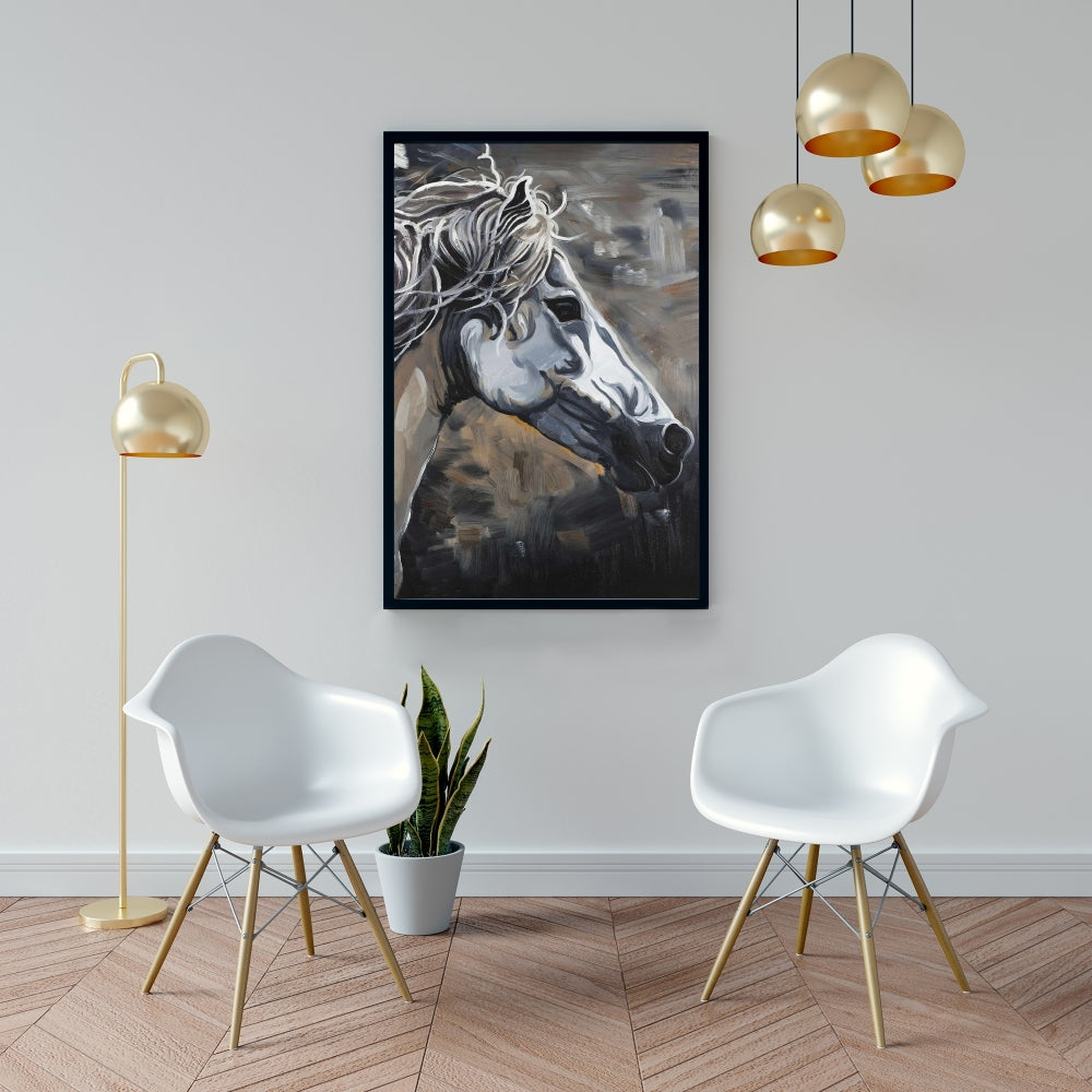 Toile Cheval sauvage | Art animalier de la ferme marron | Décoration d'intérieur
