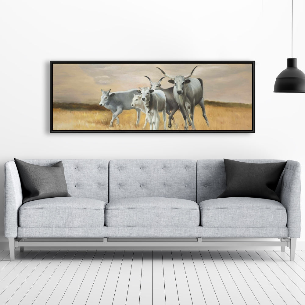 Toile encadrée « Élevage d'animaux de la ferme Nguni » | Décoration de chambre