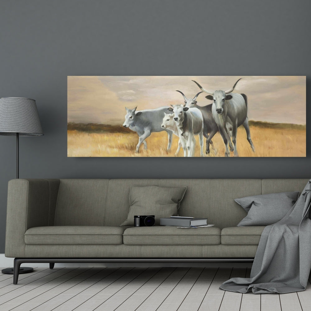 Rustic Nguni Breeding Farm Animals Canvas - Home Decor Art