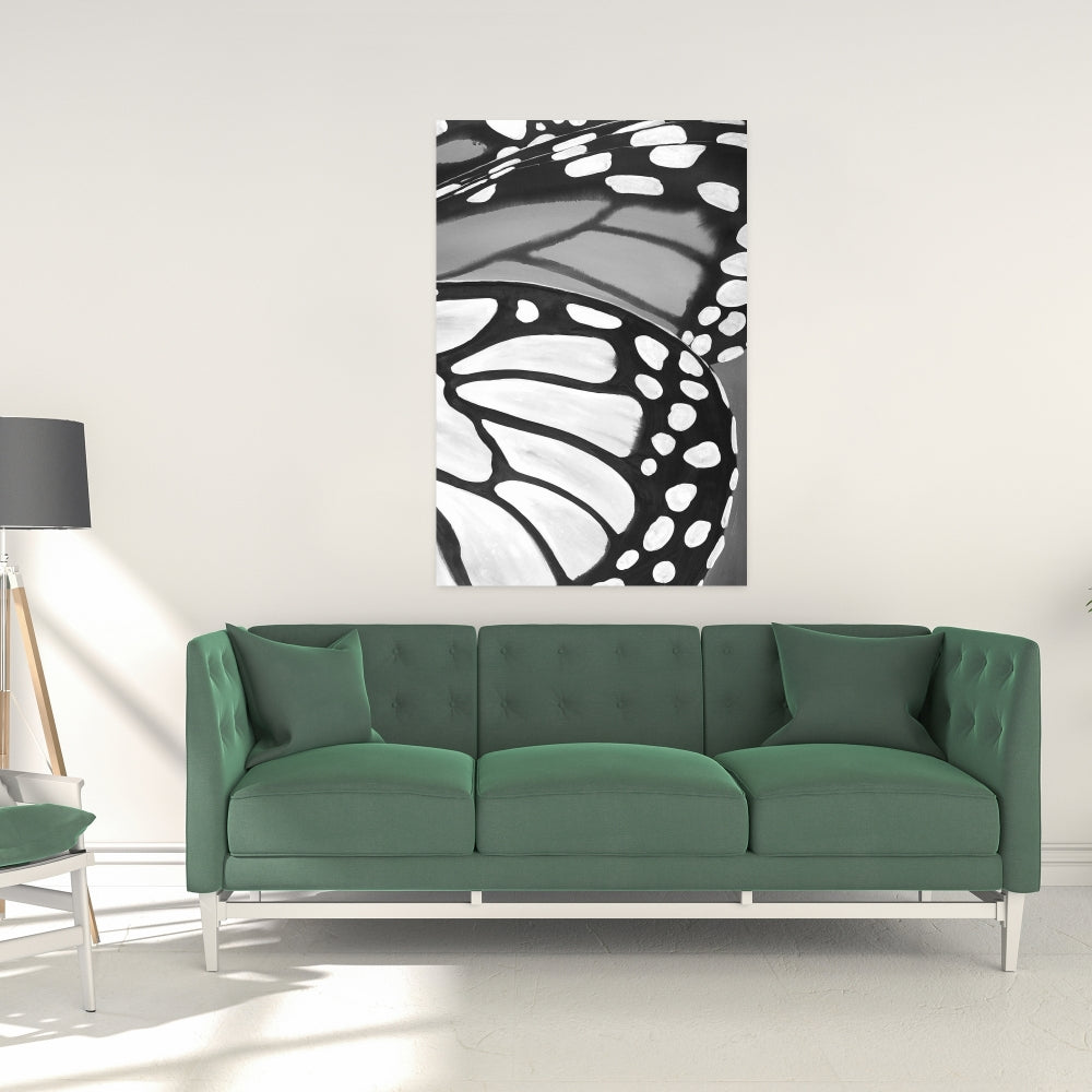 Butterfly Wings Closeup Canvas - Monochrome White Wall Art