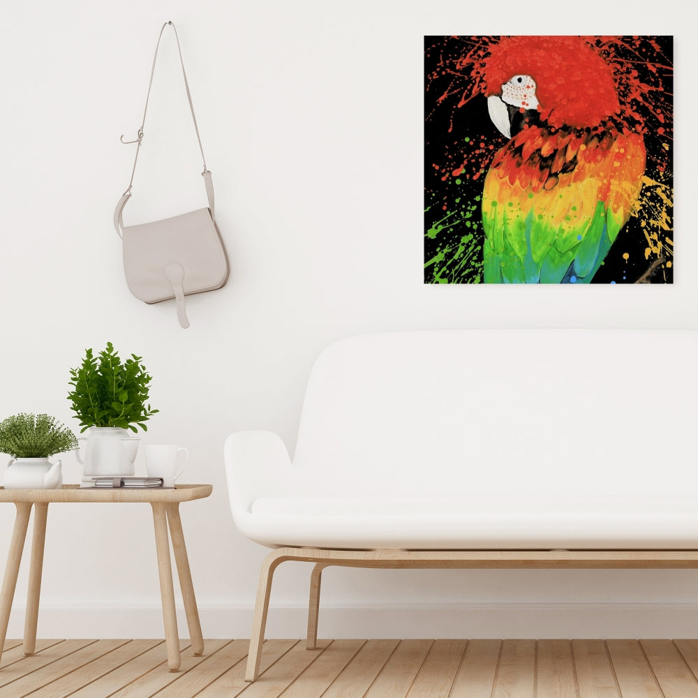 Rainbow Parrot Blue Canvas | Contemporary Bedroom Decor