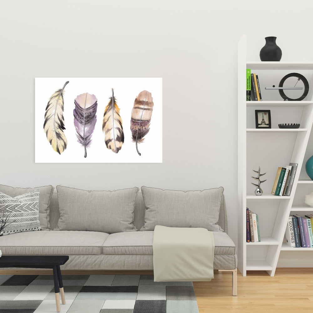 Bohemian Animals Canvas | Purple Feather Set | Home Decor