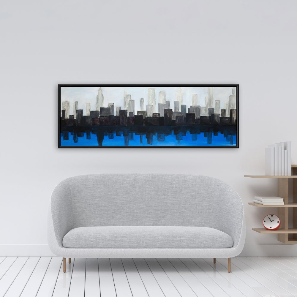 Toile « Cité bleue » | Décoration murale moderne pour chambre à coucher | Décoration d'intérieur