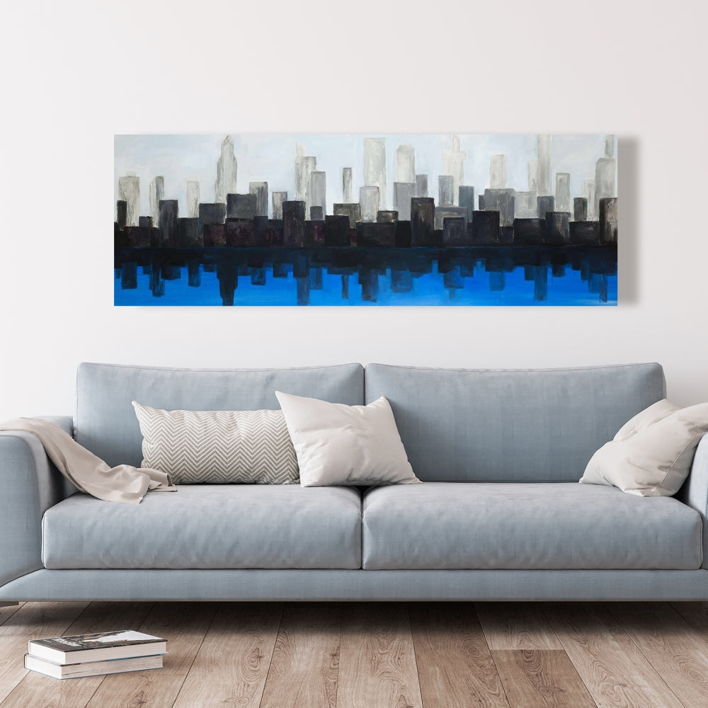 Blue City Building Canvas | Home Decor Wall Art