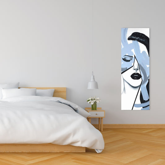 Abstract Blue Woman Portrait Canvas - Bedroom Blue Beauty Decor