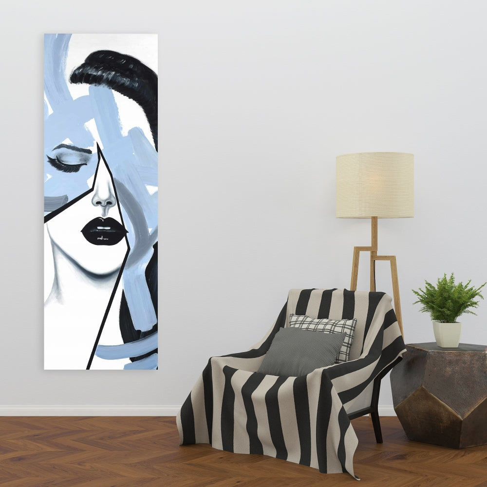 Abstract Blue Woman Portrait Canvas - Bedroom Blue Beauty Decor
