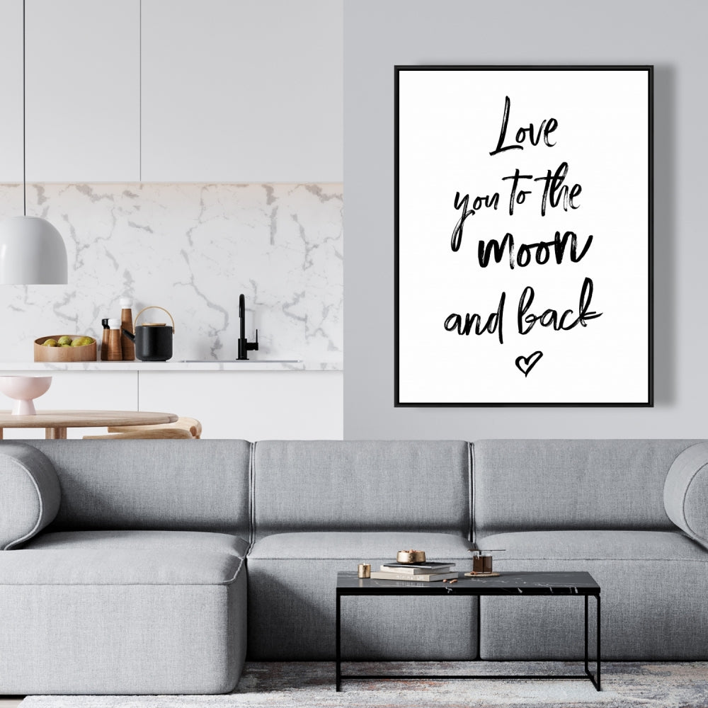 Je t'aime jusqu'à la lune et retour | Décoration romantique sur toile encadrée