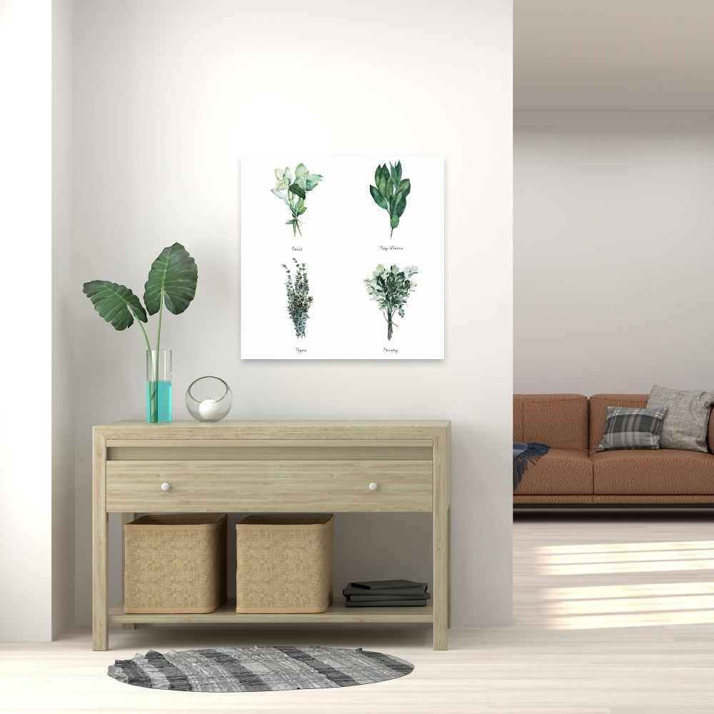 Farmhouse Leaves Green Canvas - Fine Herbs Home Decor Art