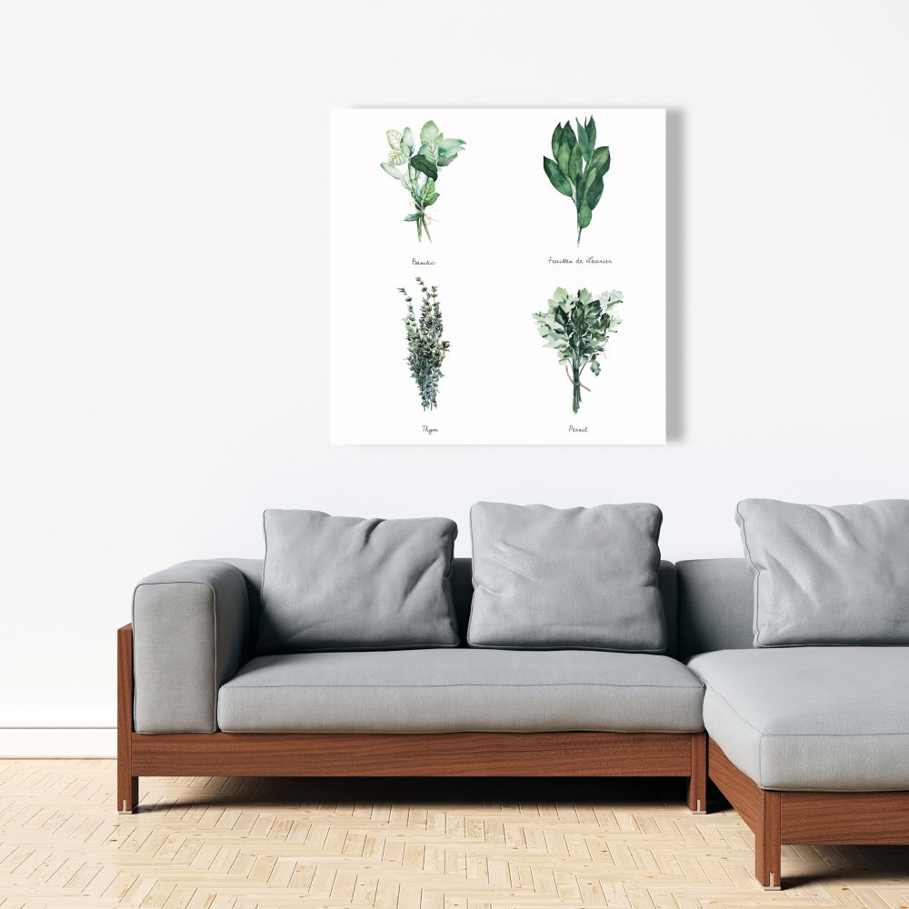 Fines Herbes Floral Canvas - Botanical Farmhouse Home Decor