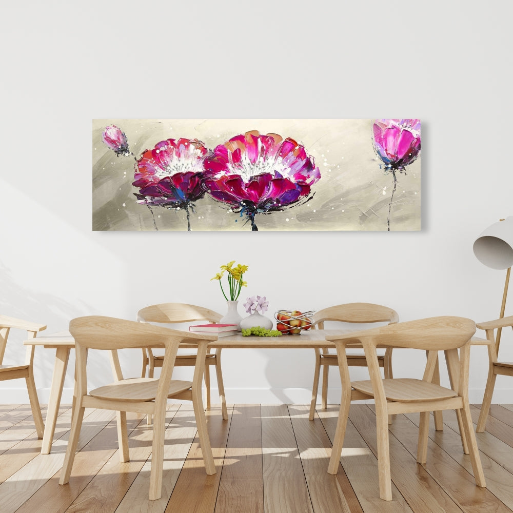 Two Wild Flowers Canvas - Contemporary Gray Bedroom Decor