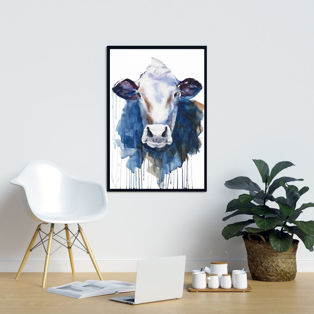 Toile aquarelle représentant une vache – Décoration d'intérieur
