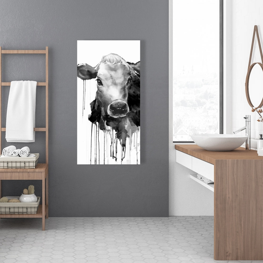 Gray Jersey Cow Canvas | Farm Animals Wall Art Home Decor