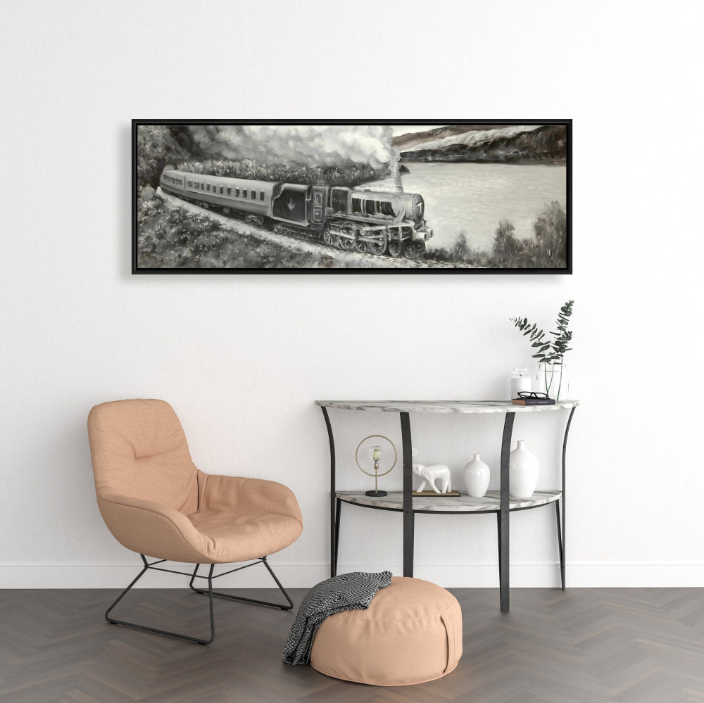 Vintage Passenger Locomotive Canvas | Gray Train Home Decor
