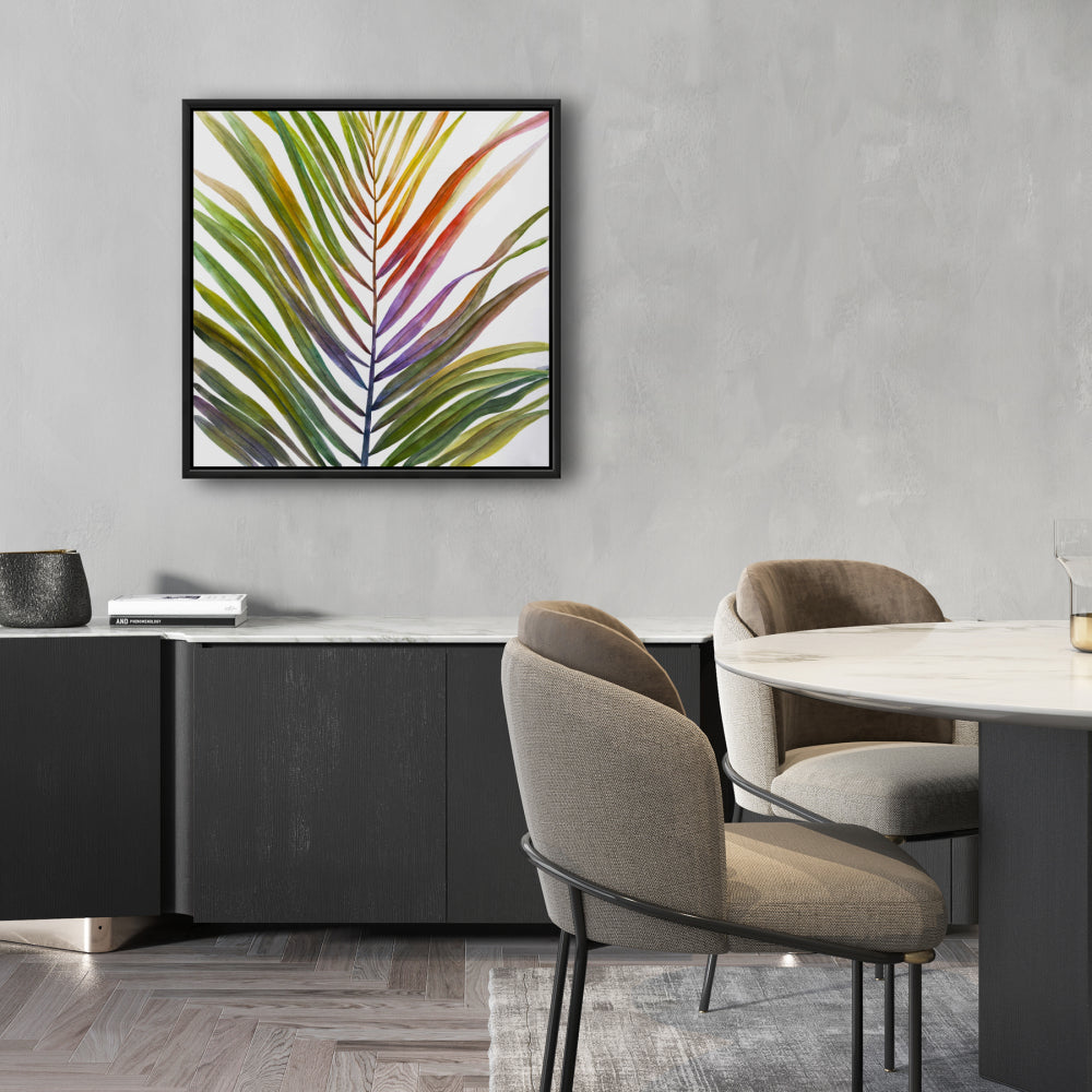 Watercolor Tropical Palm Leaf Canvas - Botanical Blue Decor