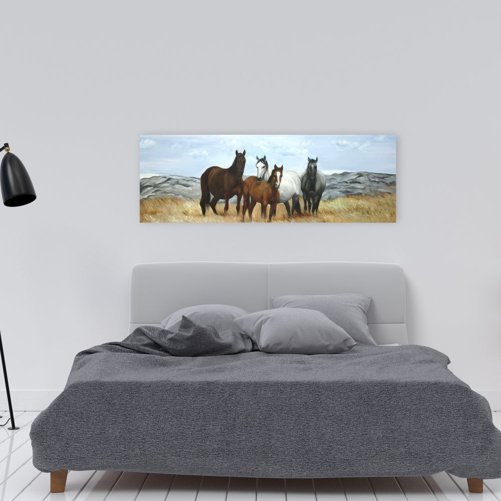 Rustic Horses in Meadow Canvas | Farm Animal Home Decor