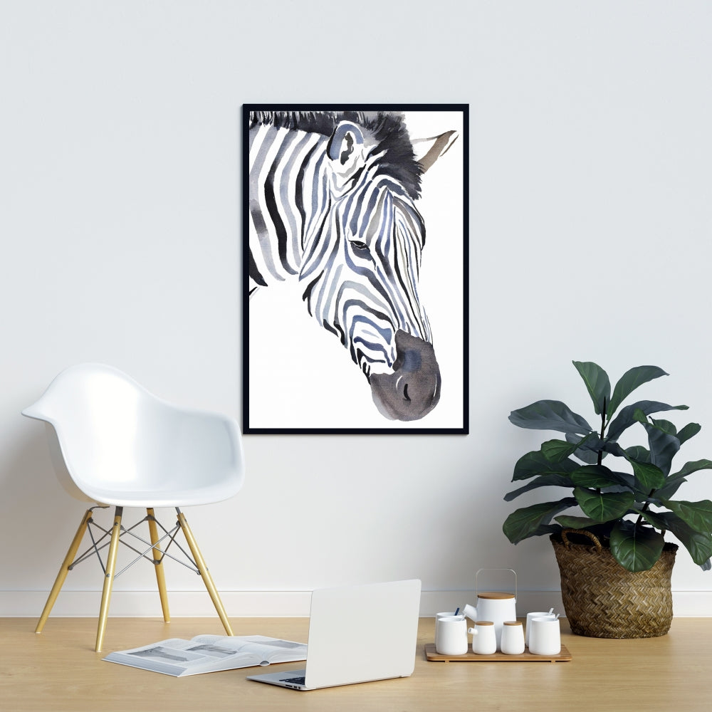 Zebra Blue Animals Bedroom Canvas | Home Decor Framed Art
