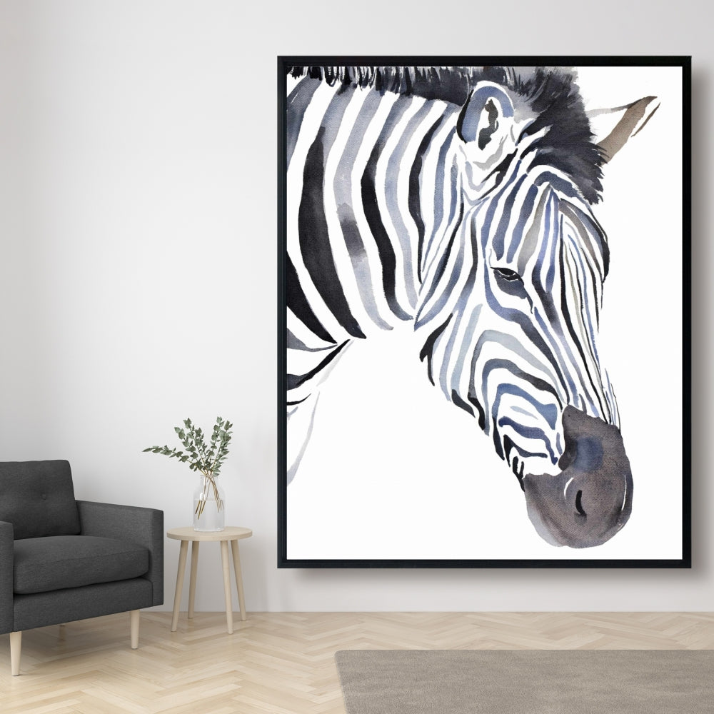 Zebra Blue Animals Bedroom Canvas | Home Decor Framed Art