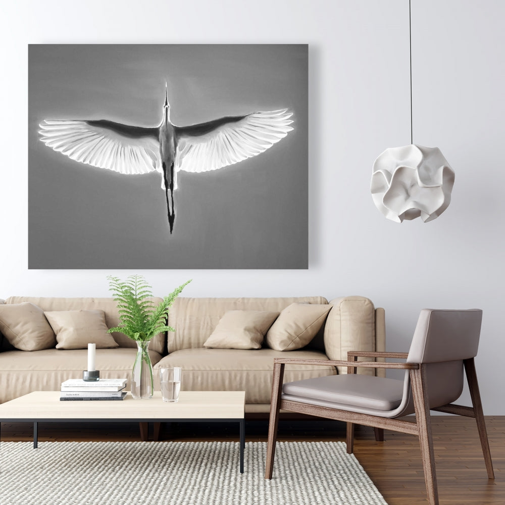Great Blue Heron in Flight Canvas - Bird Wall Art Decor