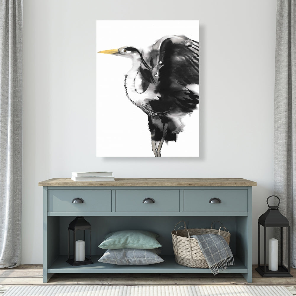 Gray Heron Bedroom Canvas | Animal Home Decor Wall Art