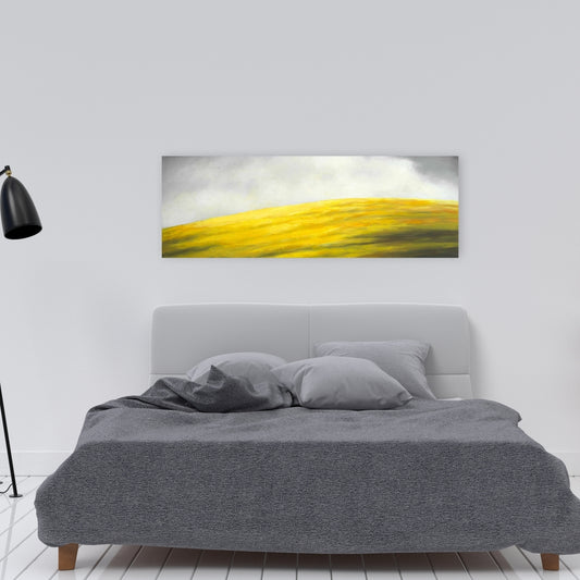 Yellow Hill Gray Canvas - Contemporary Living Room Decor