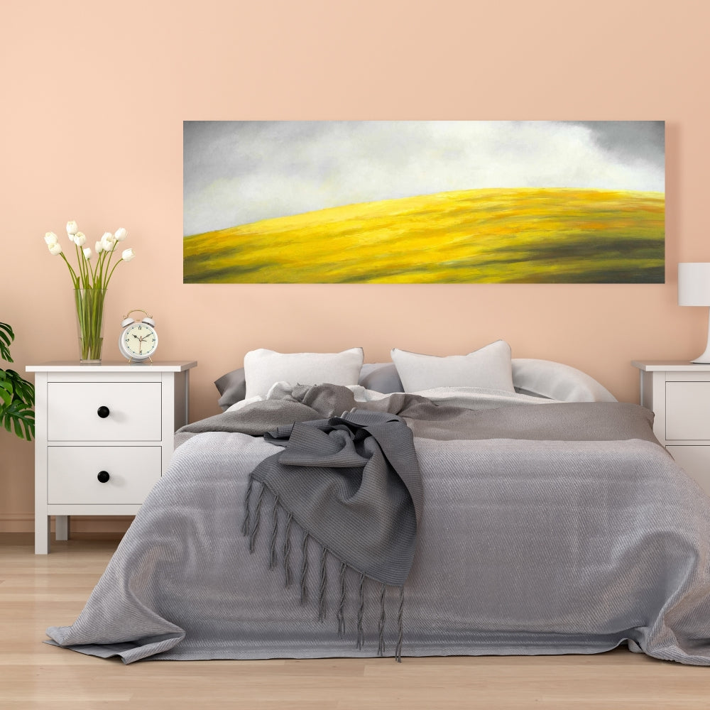 Yellow Hill Gray Canvas - Contemporary Living Room Decor