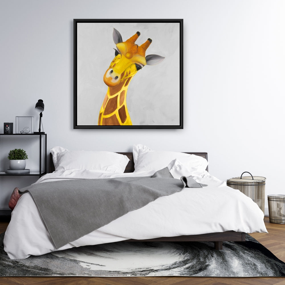Curious Giraffe Canvas | African Animal Decor for Living Room
