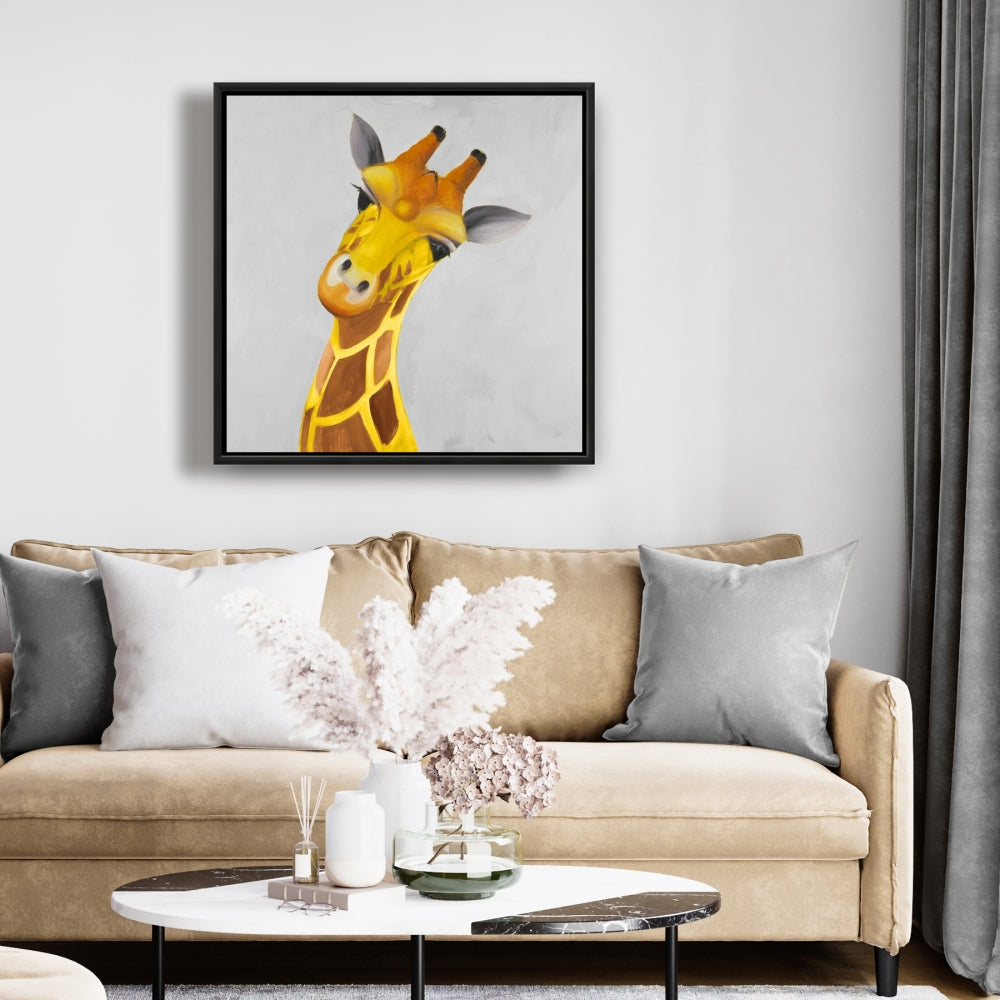 Curious Giraffe Canvas | African Animal Decor for Living Room