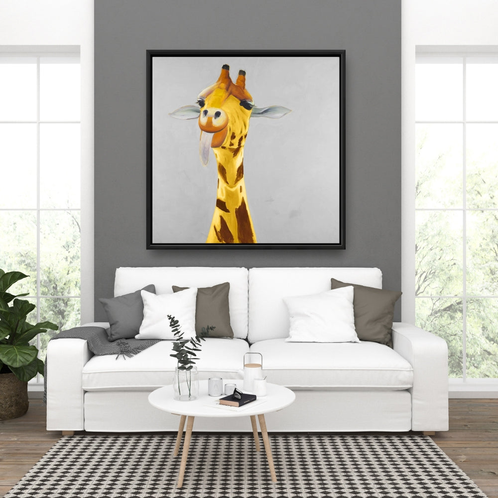 Gray Livingroom African Canvas - Funny Giraffe Face Home Decor