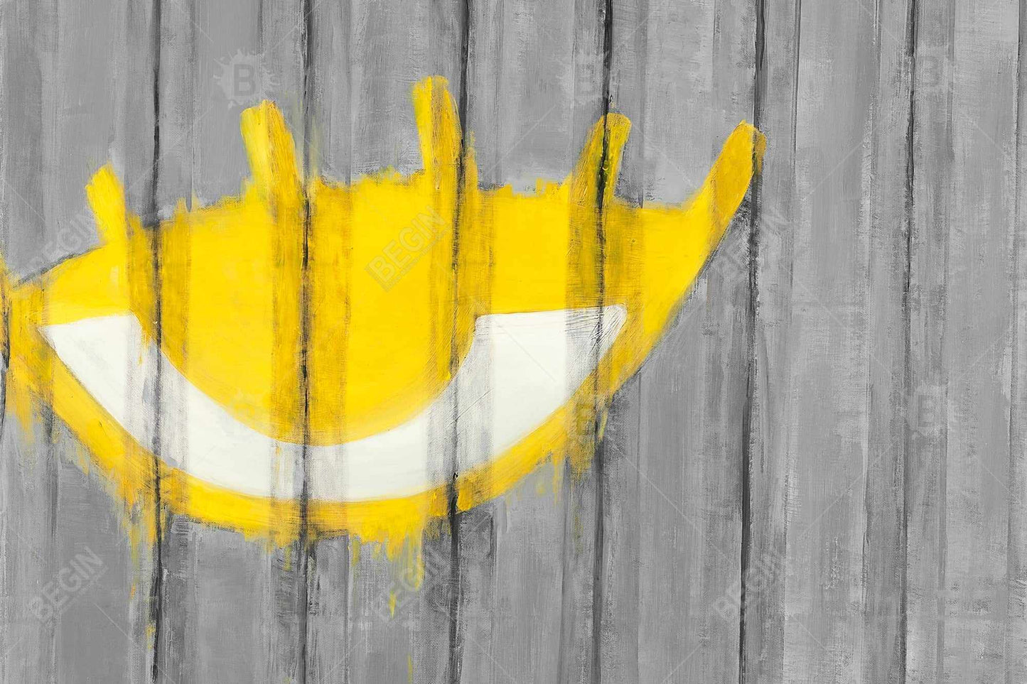 Yellow Eye Graffiti Canvas | Gray Framed Bedroom Wall Art