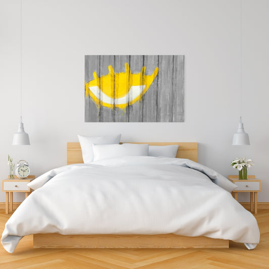 Gray Industrial Bedroom Canvas - Yellow Eye Graffiti Decor