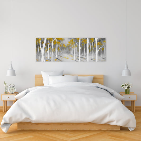 Yellow Birch Forest Canvas - Trees Landscapes Bedroom Decor