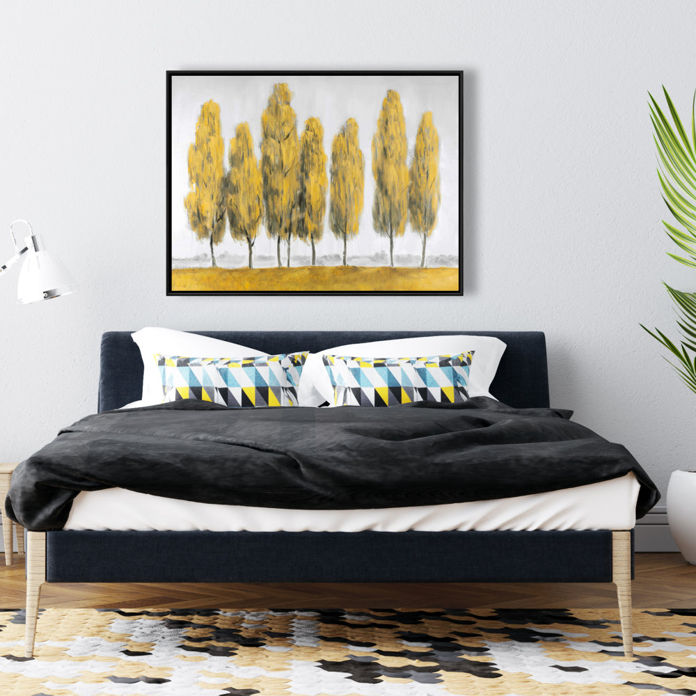 Abstract Yellow Trees Canvas - Contemporary Bedroom Decor
