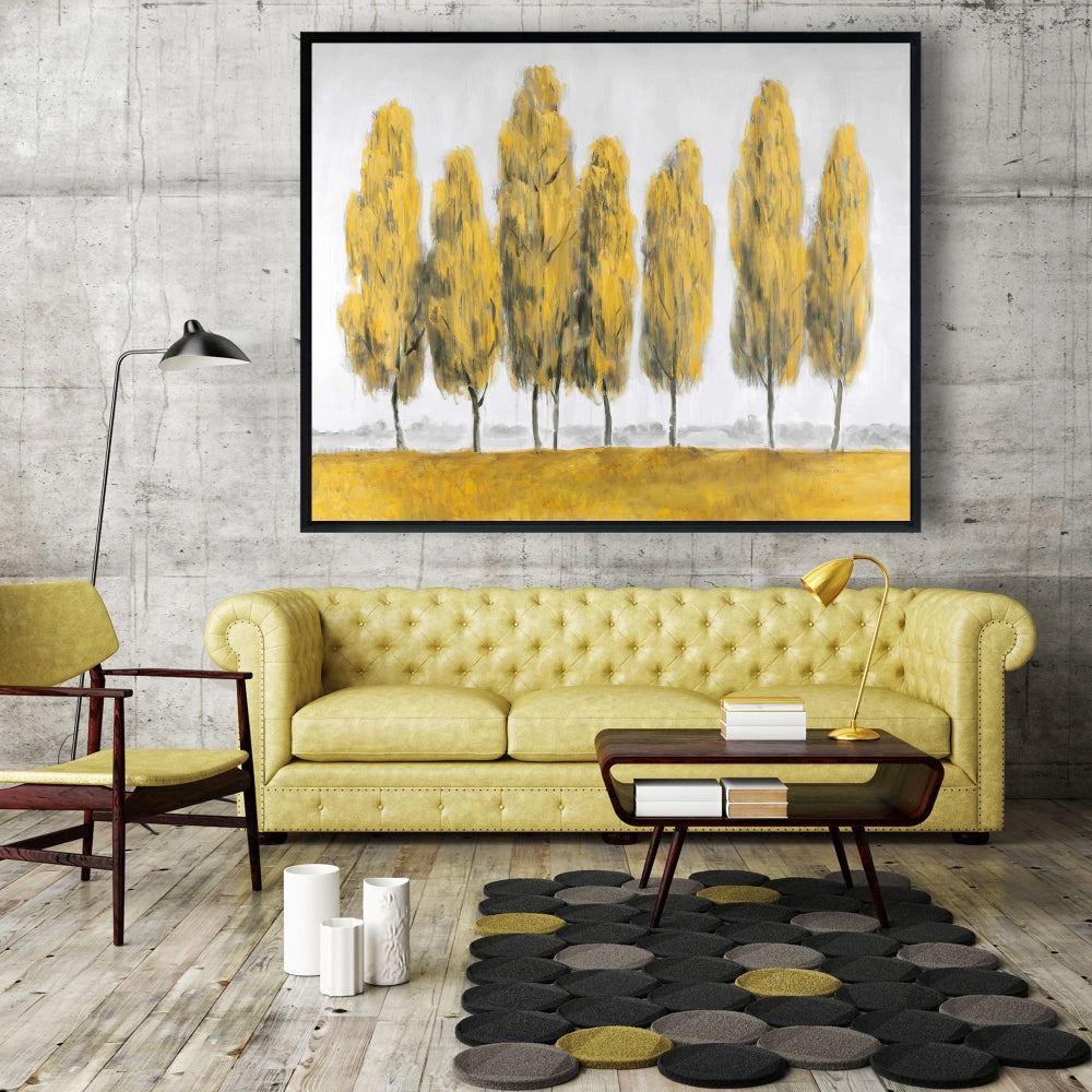 Abstract Yellow Trees Canvas - Contemporary Bedroom Decor