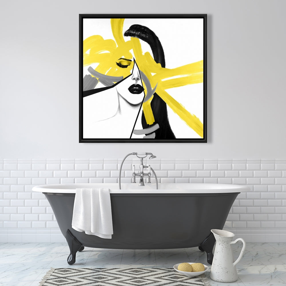 Beauty Divided Canvas | Gray Retro Frame Home Decor Art