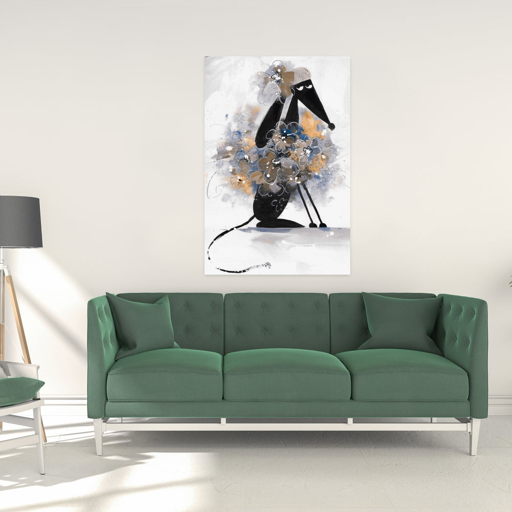 Toile représentant un lévrier afghan - Décoration d'intérieur bleue