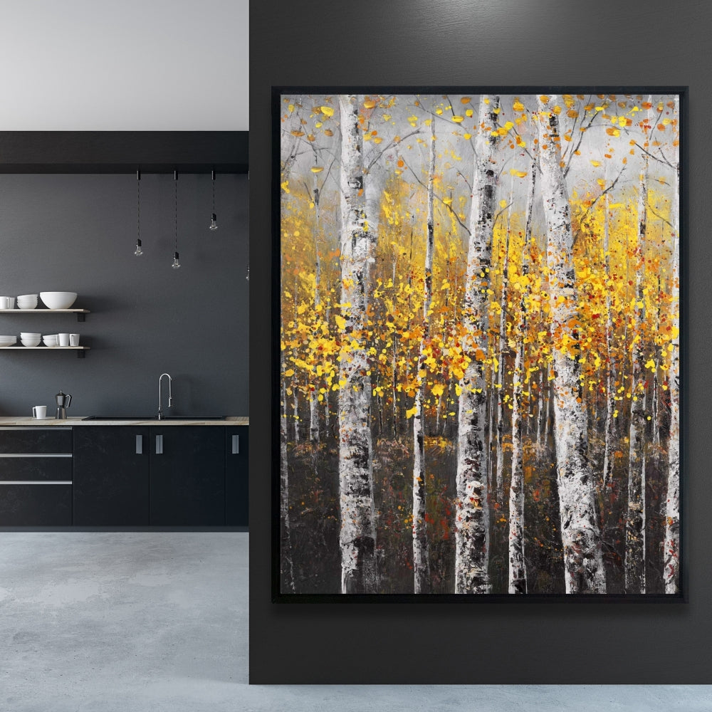 Sunny Birch Trees Canvas - Contemporary Home Decor Framed Art