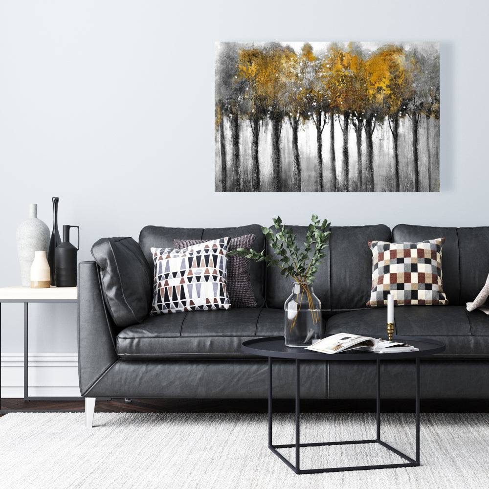 Illuminated Forest Gray Trees Canvas - Home Decor Wall Art