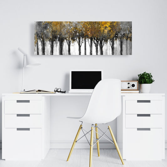 Illuminated Forest Gray Trees Canvas - Home Decor Wall Art