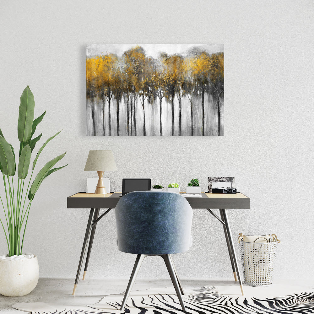 Abstract Yellow Forest Canvas - Trees Office Home Decor