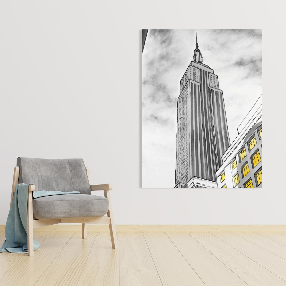 Empire State Building Outline Canvas | Home Decor Wall Art