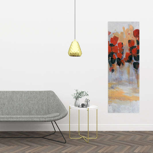 Red Flowers Field Canvas | Abstract Contemporary Home Decor