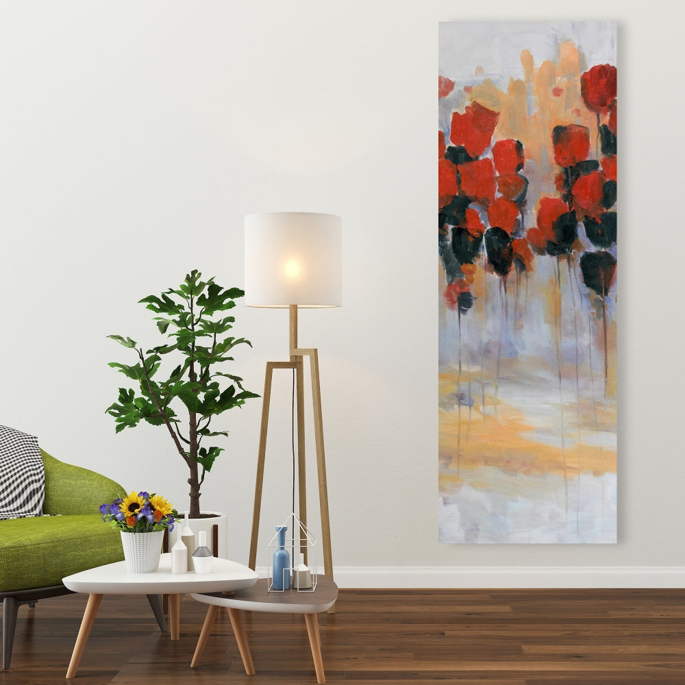 Red Flowers Field Canvas | Abstract Contemporary Home Decor